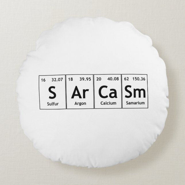 Almofada Redonda SArCaSm Elementos de Mesa Periódica Química de Pal (Frente)