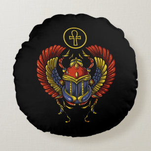 Almofada Redonda Scarab Ankh Egípcio Olho De Horus Símbolo Antigo