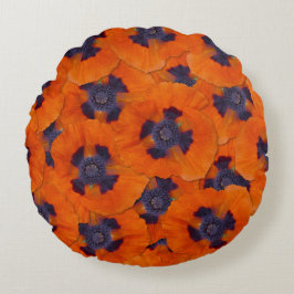Almofada Redonda Scarlet Orange Poppy Sem Costura