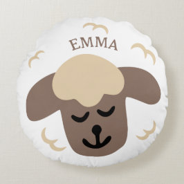 Almofada Redonda Schaf weiß braun personalisierbares Kinderkissen