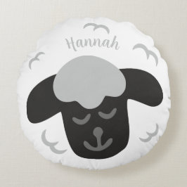 Almofada Redonda Schaf weiß schwarz personalisierbares Kinderkissen
