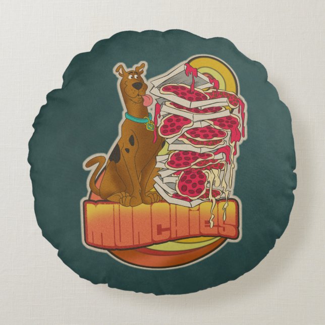 Almofada Redonda Scooby-Doo | Pilha de pizza "Munchies" (Frente)