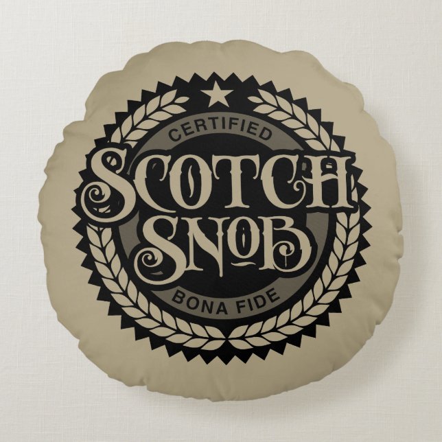 Almofada Redonda Scotch Snob - bebedor de uísque engraçado (Frente)