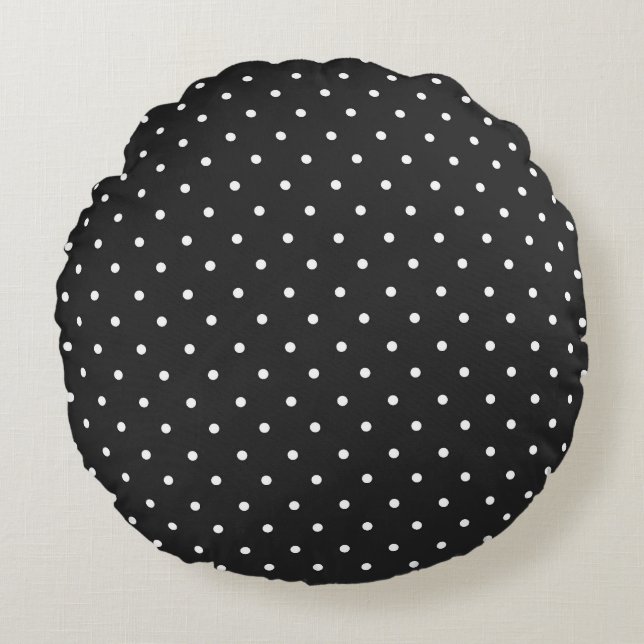Almofada Redonda Seamless black and white polka dot pattern  (Frente)