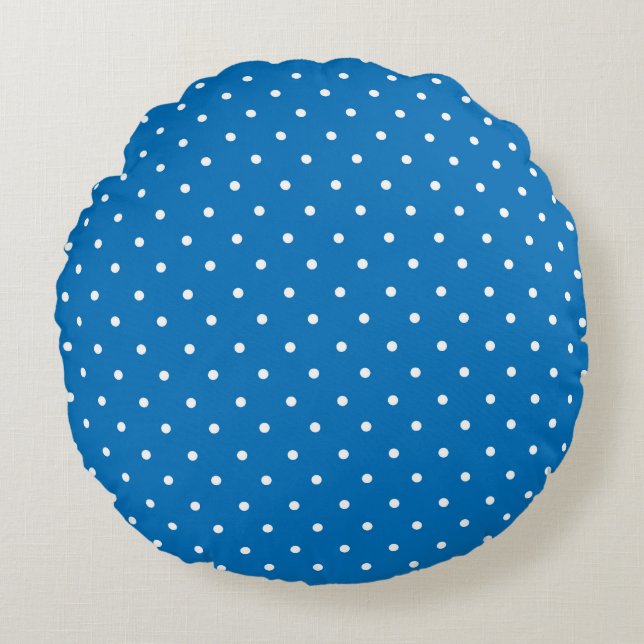 Almofada Redonda Seamless blue background polka dot pattern  (Frente)
