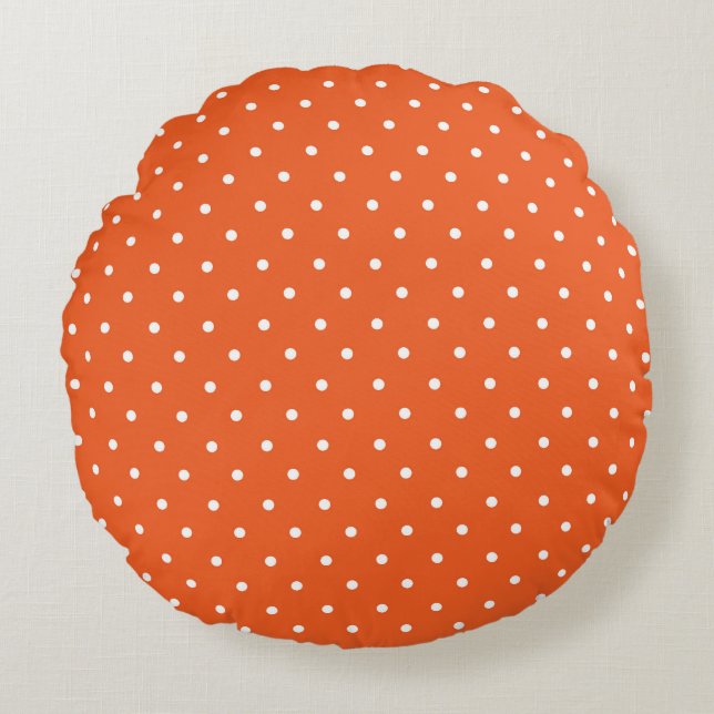 Almofada Redonda Seamless  bright orange background polka dot (Frente)