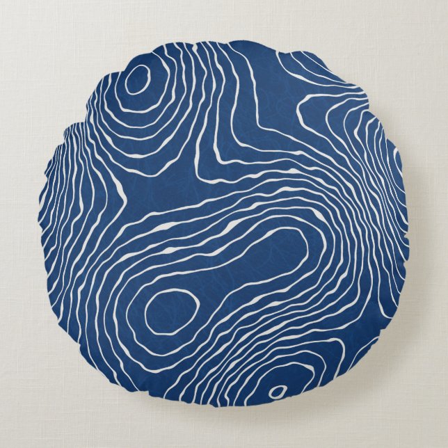 Almofada Redonda Seamless earth line topographic map organic patter (Frente)