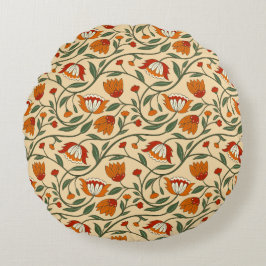 Almofada Redonda Seamless floral pattern in beige background