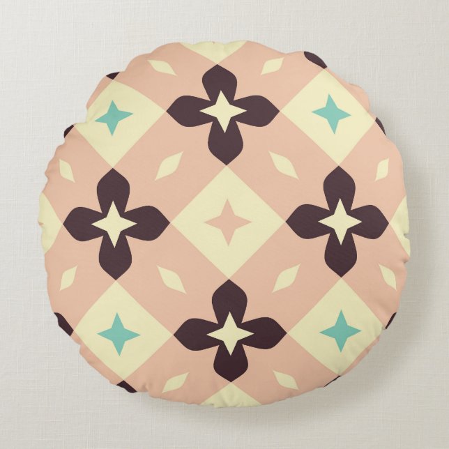 Almofada Redonda Seamless geometric floral  pattern (Frente)