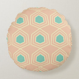 Almofada Redonda Seamless geometric pattern with teal pentagons
