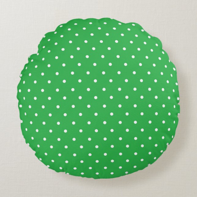 Almofada Redonda Seamless green background polka dot pattern (Frente)