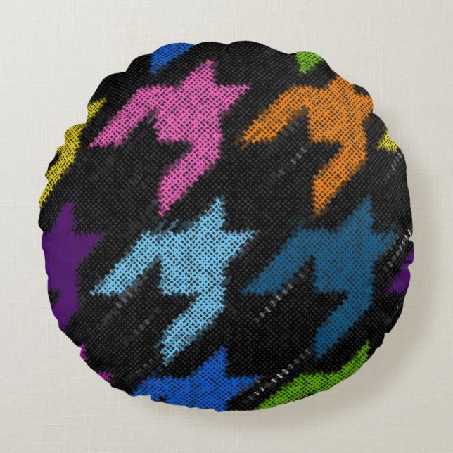 Almofada Redonda Seamless Hounds-tooth pattern. Imitation of a text (Frente)