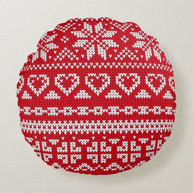 Almofada Redonda Seamless knitting pattern Norway festive sweater d (Frente)