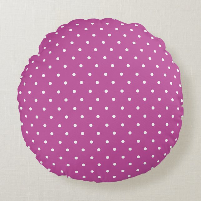 Almofada Redonda Seamless magenta background polka dot pattern (Frente)
