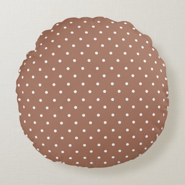 Almofada Redonda Seamless medium brown polka dot  pattern (Frente)
