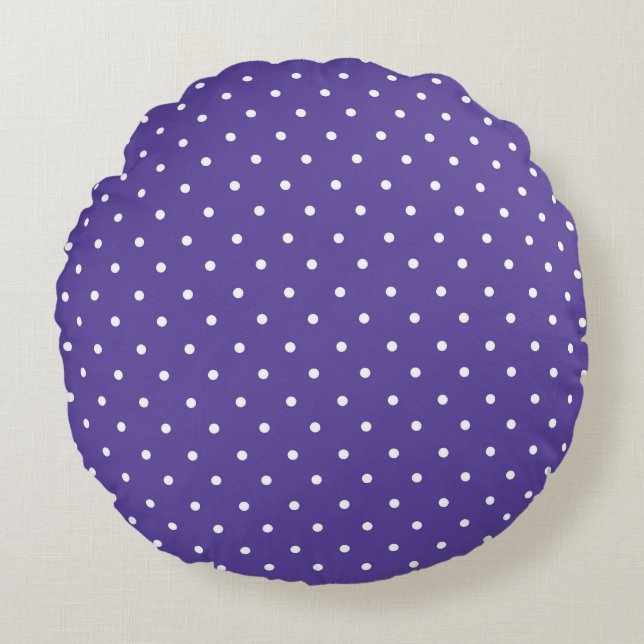 Almofada Redonda Seamless  medium purple polka dot pattern (Frente)