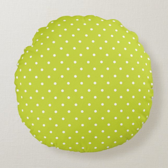 Almofada Redonda Seamless pattern  bright lime polka dot pattern (Frente)