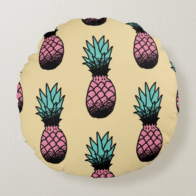 Almofada Redonda Seamless pattern of cute hand drawn pineapple (Frente)