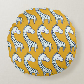 Almofada Redonda Seamless pattern with cute cartoon zebras yellow b