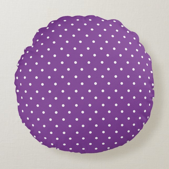 Almofada Redonda Seamless purple background polka dot pattern  (Frente)