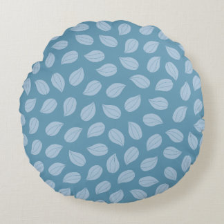 Almofada Redonda Seamless Soft Blue Leaf Pattern