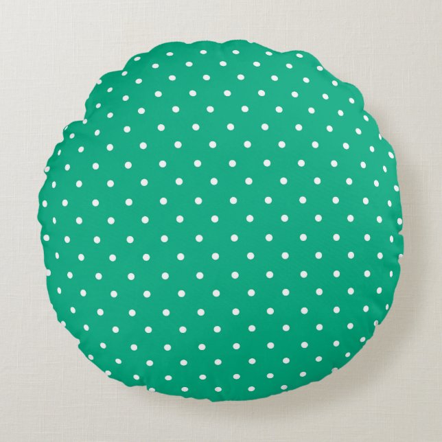 Almofada Redonda Seamless solid teal polka dot pattern (Frente)