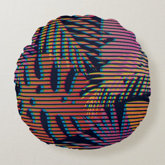 Almofada Redonda Seamless tropical pattern with tropical plants. Ha (Frente)