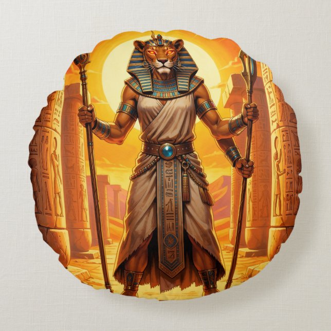 Almofada Redonda Sekhmet – Löwenköpfige Kriegsgöttin (Frente)