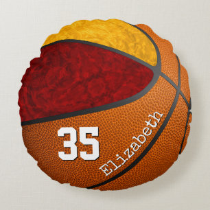 Almofada Redonda seleção de basquete amarelo maroon cor personaliza