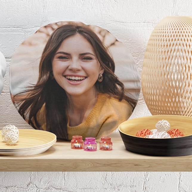 Almofada Redonda Selfie Foto do seu Rosto Upload Festa Divertida (Criador carregado)