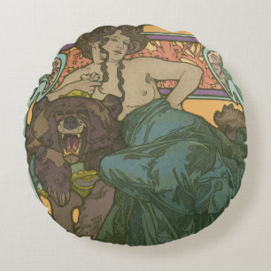 Almofada Redonda Sem título por Alphonse Mucha (1902)