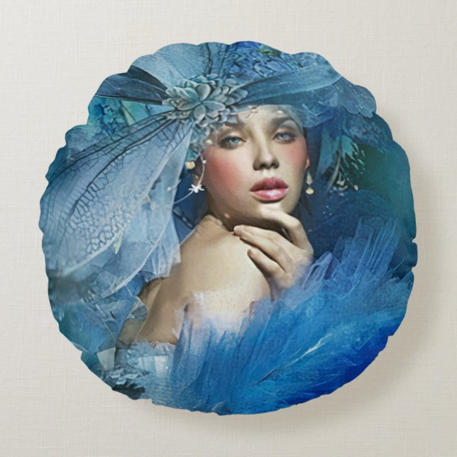 Almofada Redonda Senhora Elegante (Frente)