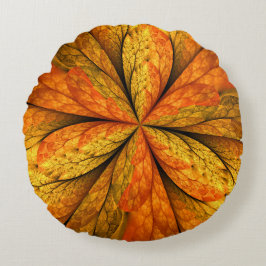 Almofada Redonda Sensação de outono, Flor Fractal Abstrato moderna