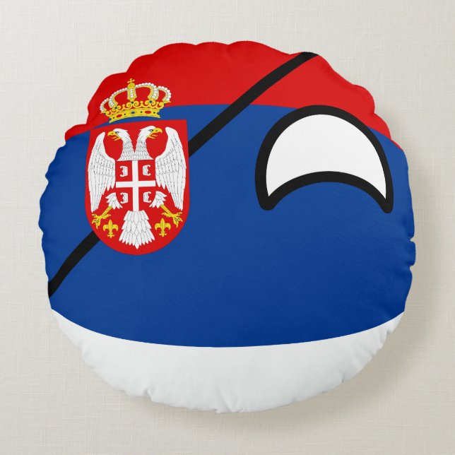 Almofada Redonda Serbia Geeky de tensão engraçado Countryball (Frente)