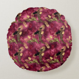 Almofada Redonda Série Burgundy e Gold Leopard Design 10