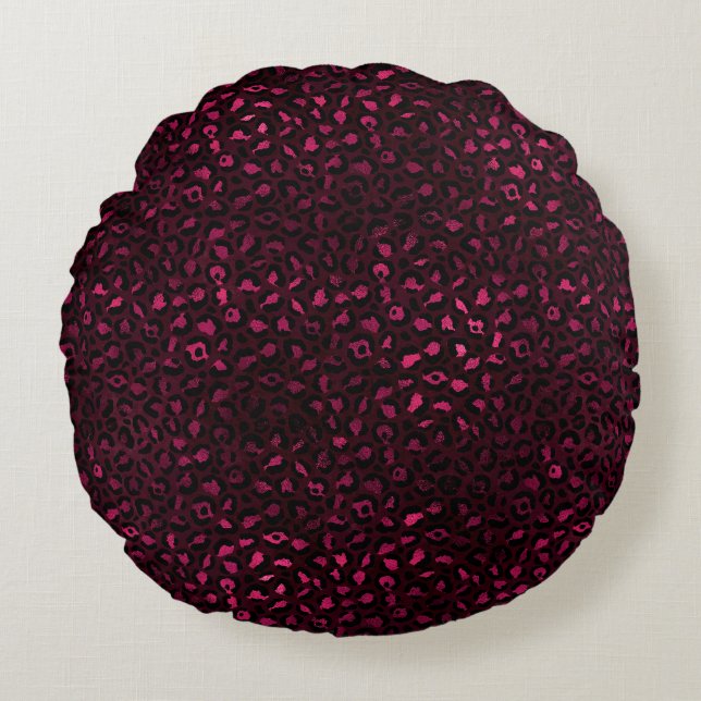 Almofada Redonda Série Burgundy e Gold Leopard Design 3 (Frente)