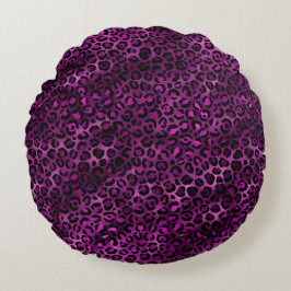 Almofada Redonda Série de Design Leopardo Roxo e Dourado 3