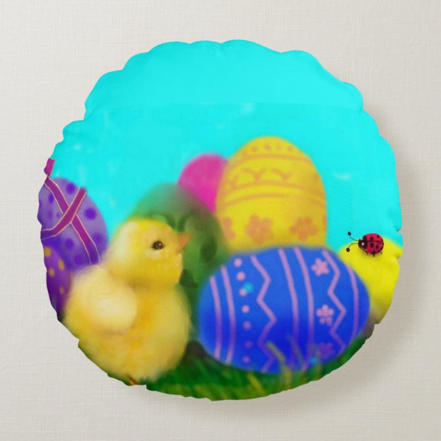 Almofada Redonda série felz pascoa (Frente)