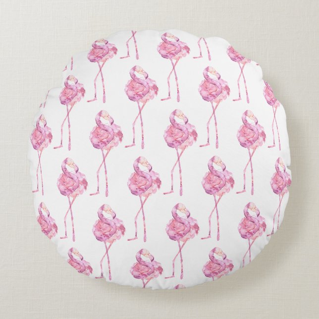 Almofada Redonda Série Flamingo Ternura Design 3  (Frente)