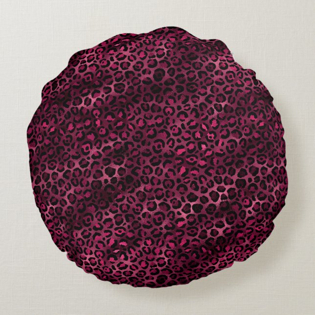 Almofada Redonda Série Leopard Burgundy e Dourada Design 9 (Verso)