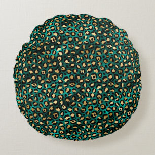 Almofada Redonda Série Leopardo Teto e Dourado Design 3