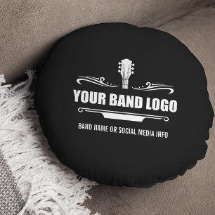 Almofada Redonda Seu logotipo de Banda - Escolha sua cor de fundo