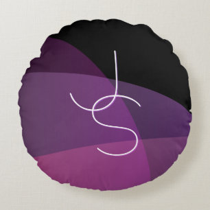 Almofada Redonda Seus roxo moderno de sobreposição das iniciais