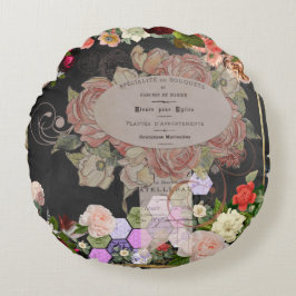 Almofada Redonda Shabby chic collage, French chic,country rustic,fl
