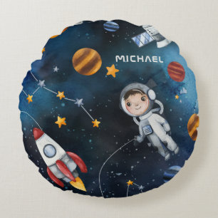 Almofada Redonda Shuttle do Astronauta Espacial Exterior Personaliz