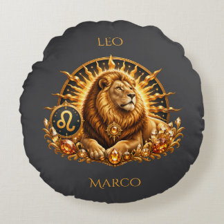 Almofada Redonda Signo Zodiacal Leão Personalizado