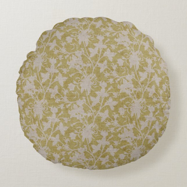 Almofada Redonda Silhueta Floral Chintz-Chartreuse  (Frente)