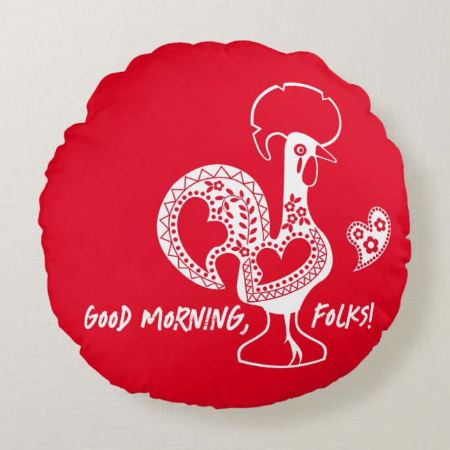 Almofada Redonda Silhueta Moderna do Galo Português (Frente)