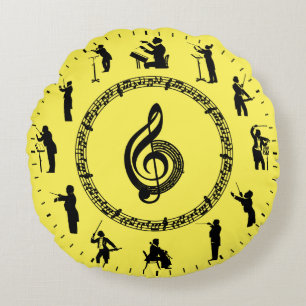 Almofada Redonda Silhuettes de Música Única