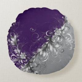 Almofada Redonda Silver Accents and Elegant Purple